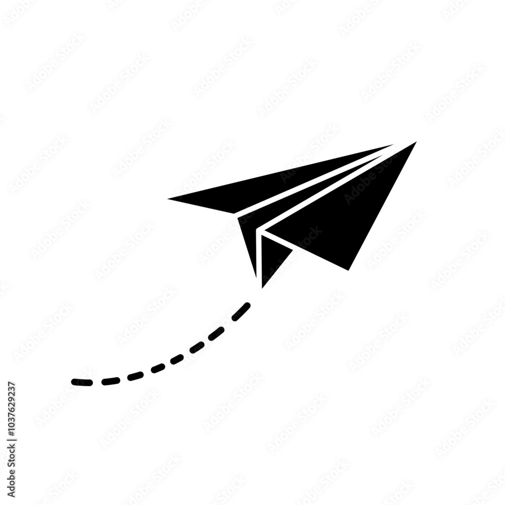 Paper plane icon Flat simple outline set