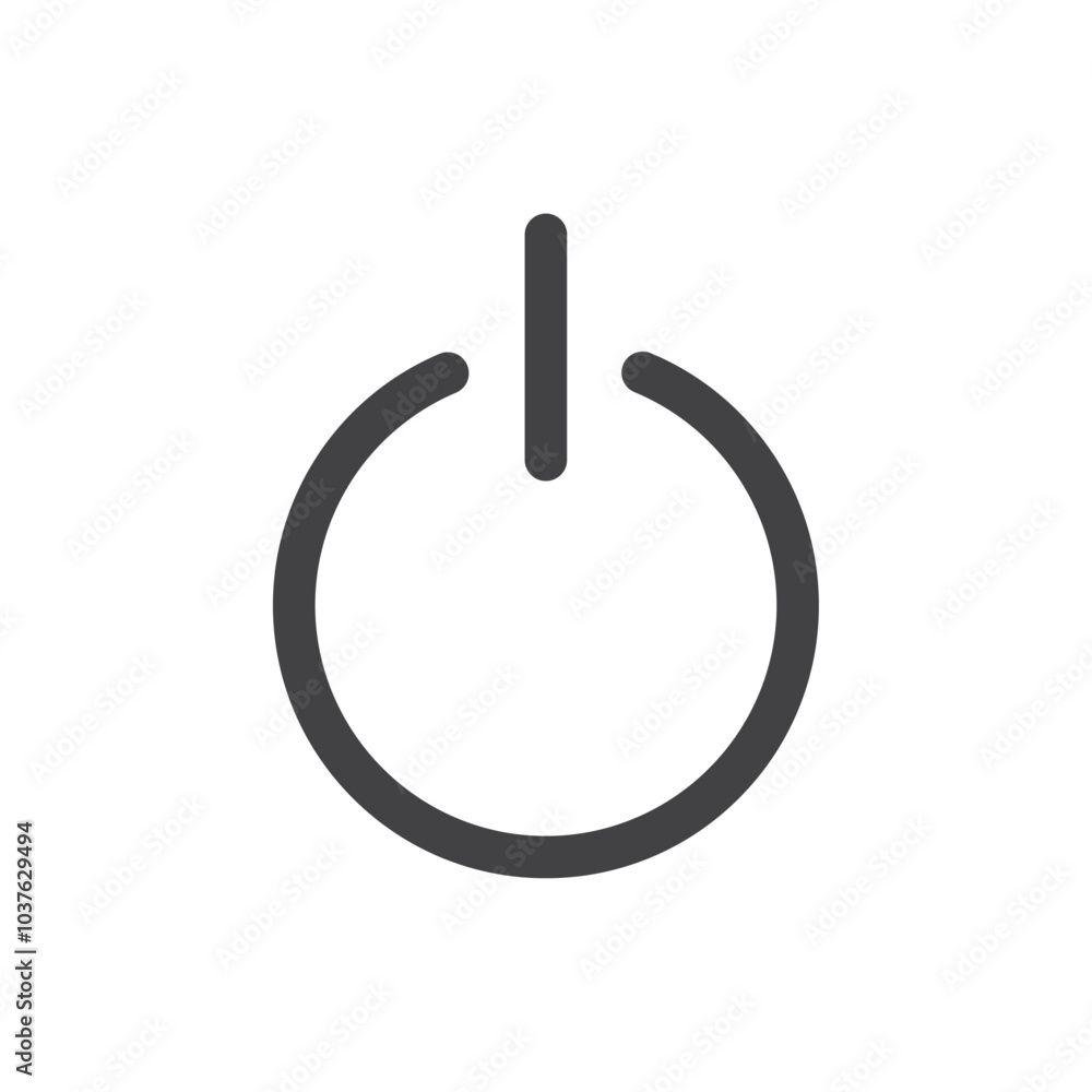 Power button icon Flat simple outline set Power button icon Flat simple outline set