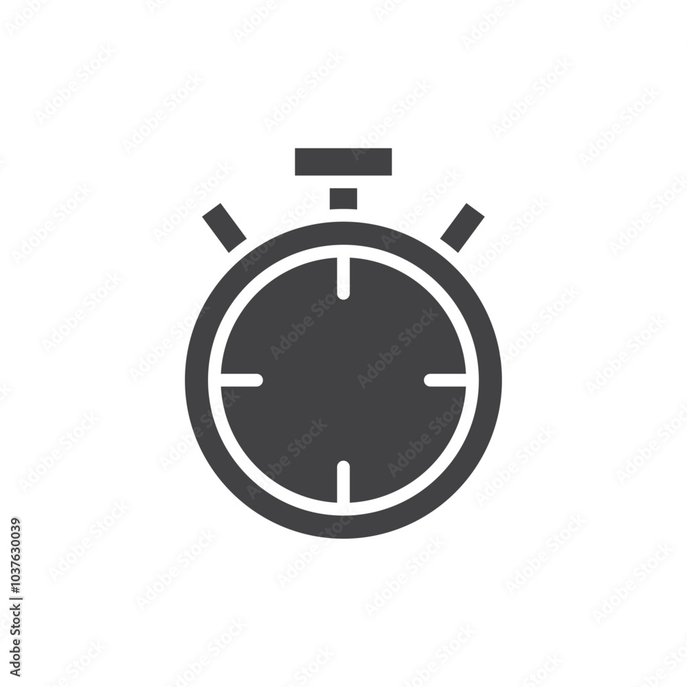 Stop watch icon Flat simple outline set Stop watch icon Flat simple outline set