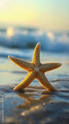 Majestic starfish closeup sea, pristine ocean beach tropical, idyllic caribbean sand exotic, coastal star nature marine, oceanic wonder unfolds