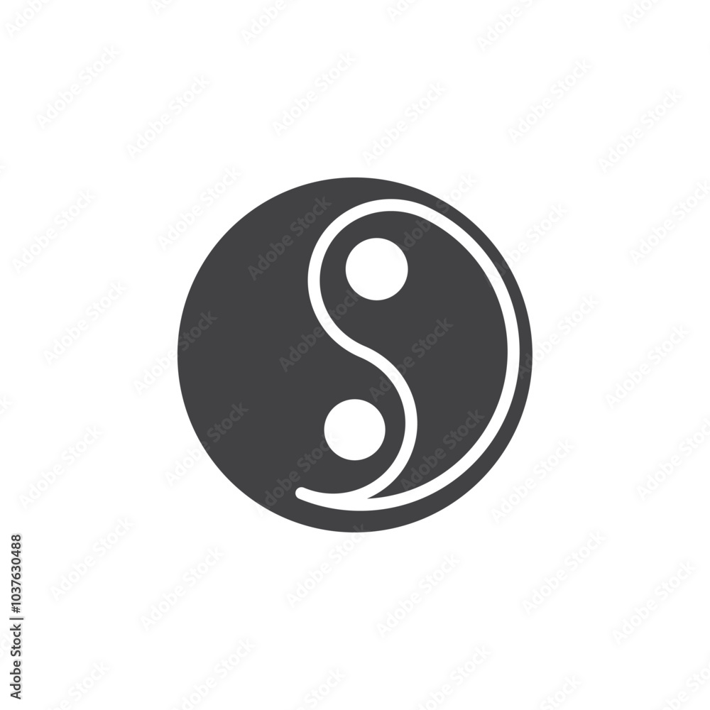 Yin yang icon Flat simple outline set Yin yang icon Flat simple outline set