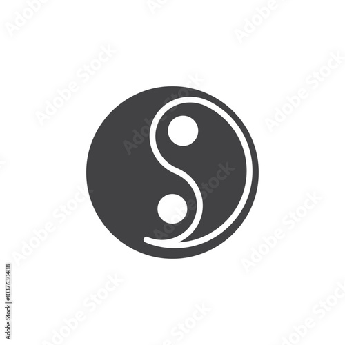 Yin yang icon Flat simple outline set