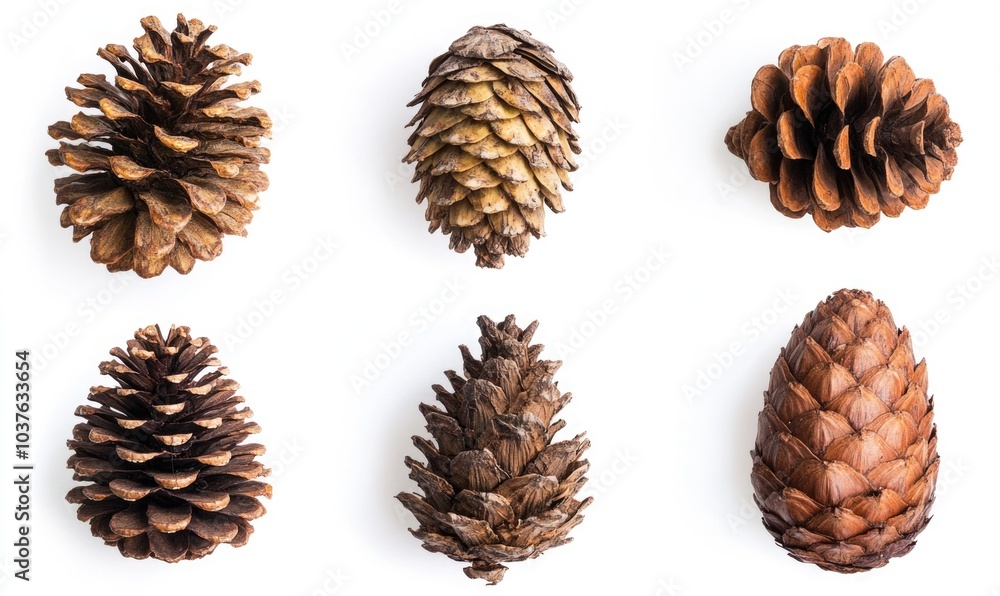A collection of pine cones in various sizes and shapes A collection of pine cones in various sizes and shapes