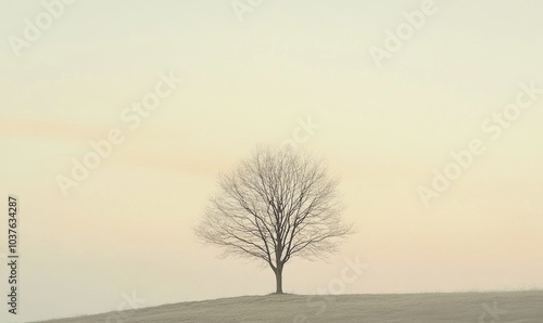 A tree stands alone on a hillside, with a cloudy sky in the background