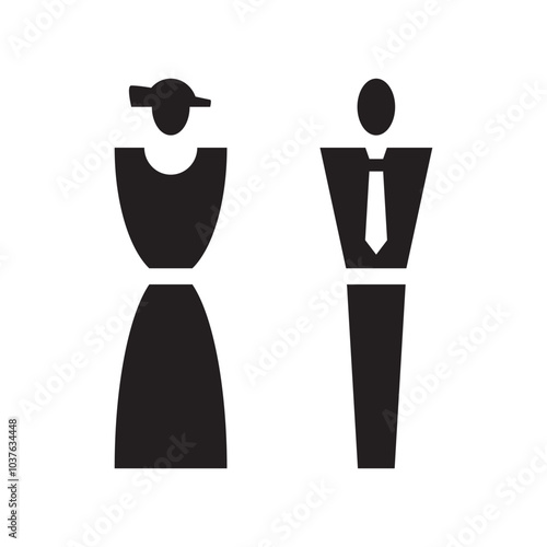 Man and woman icon, male and female sign, black isolated on white background, vector illustration.