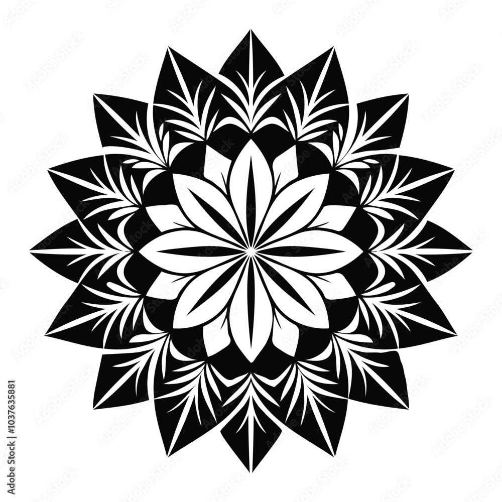Fototapeta premium Black color mandala silhouette art illustration
