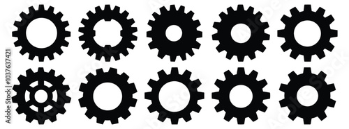 Gears silhouette set vector design big pack of cog illustration and icon