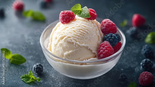 Knickerbocker Glory: High-Quality Product Photography of UK Dessert Isolated Against Simplistic Background photo