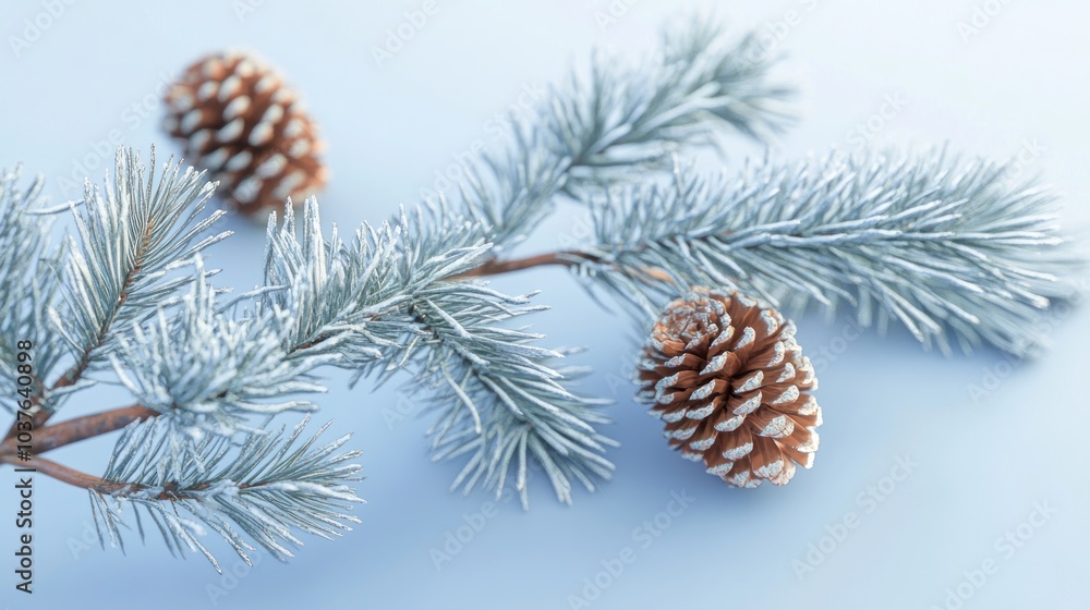 Frosted Pine Branch with Cones Frosted Pine Branch with Cones
