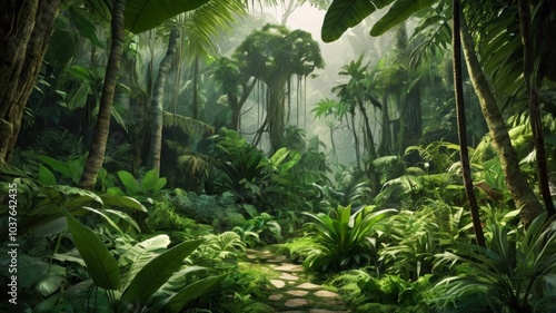 Green prehistoric jungle