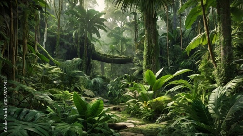 Green prehistoric jungle