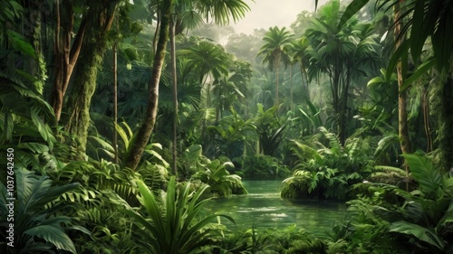 Green prehistoric jungle
