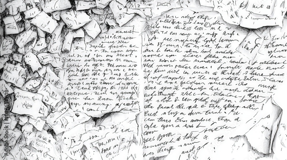Gelato Delights in Italy - Handwritten Black and White Illustration Gelato Delights in Italy - Handwritten Black and White Illustration