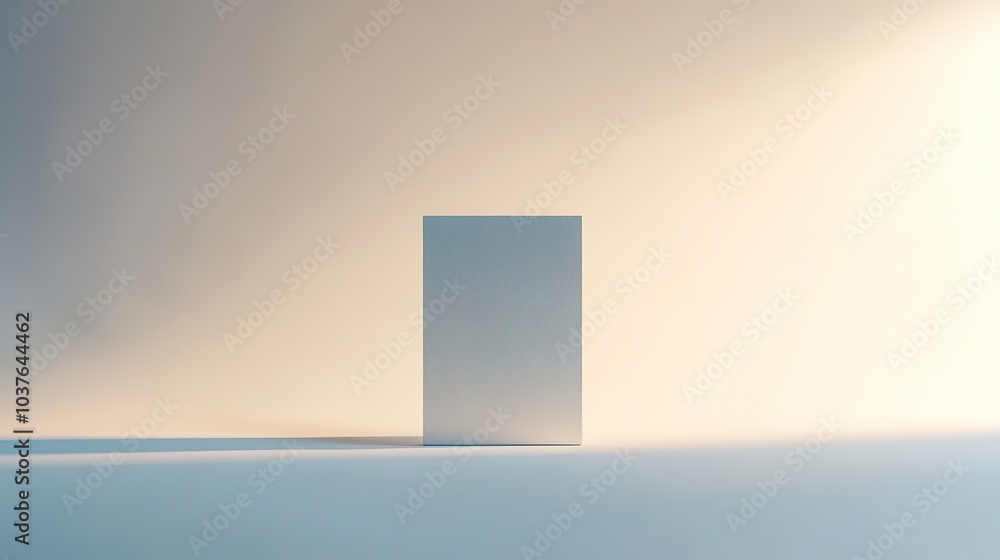 A single business card standing upright against a neutral background. A single business card standing upright against a neutral background.