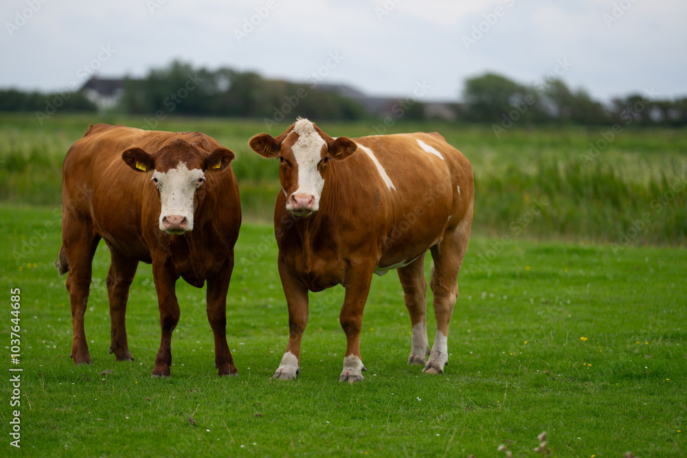 Cows on summer pasture. Cows on dairy milk farm. Cattle grazing in a field. Cows on green grass in a meadow, pasture. Cow grazing on farmland. Brown cow grazing in grassy meadow. Brown cows on pasture Cows on summer pasture. Cows on dairy milk farm. Cattle grazing in a field. Cows on green grass in a meadow, pasture. Cow grazing on farmland. Brown cow grazing in grassy meadow. Brown cows on pasture