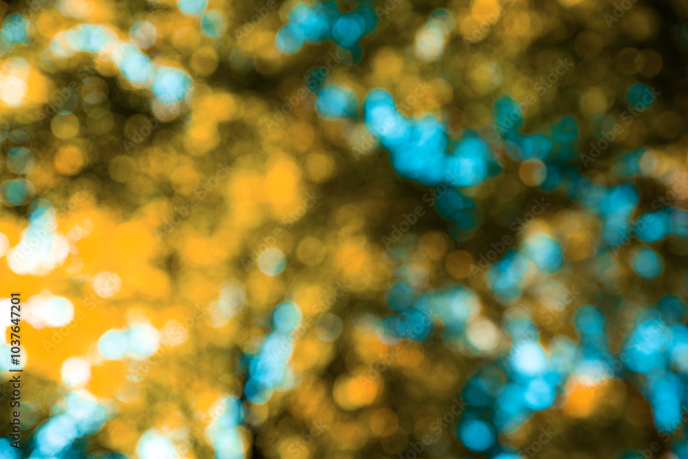 Obraz premium Yellow leaf blurred background. Orange leaf on blurred background. Autumn Bokeh background. Autumn yellow nature background. Orange leaf in forest. Leaves blurred backdrop.