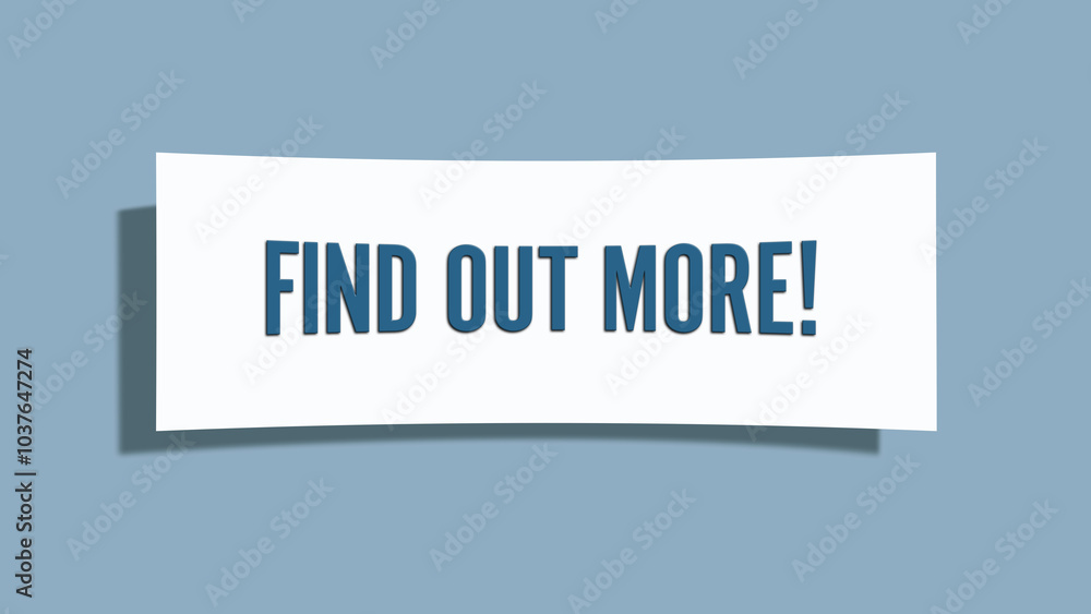 Find out more. A card isolated on blue background. Find out more. A card isolated on blue background.
