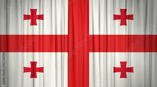 Georgia, Gürcistan, Republic of Georgia Flag and Theater Curtain Image. photo