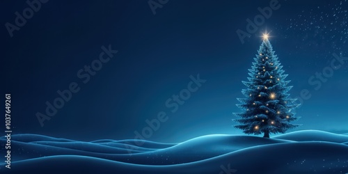 Fundo de natal em tons de azul com árvore de Natal e espaço para texto e conteúdos
