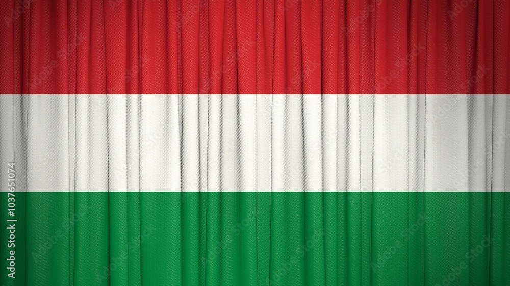 Fototapeta premium Hungary, Parliamentary Republic Flag and Theater Curtain Image.
