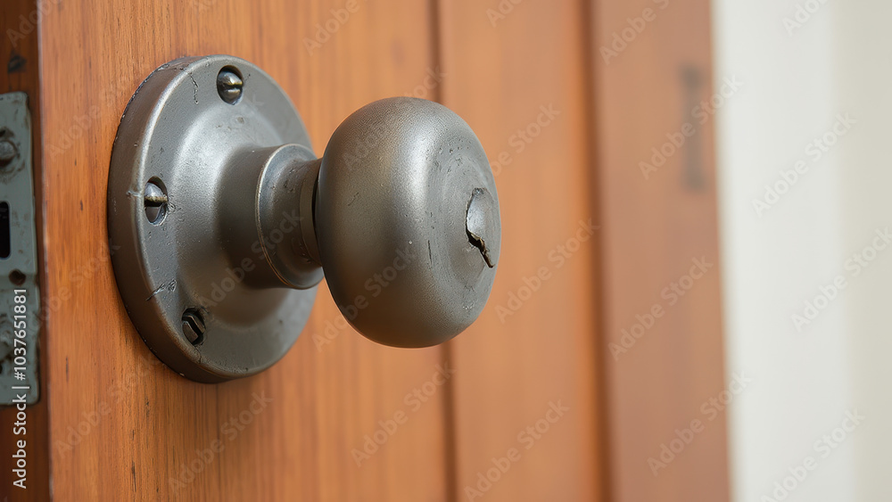 Close-Up of a Simple Metal Door Handle Close-Up of a Simple Metal Door Handle