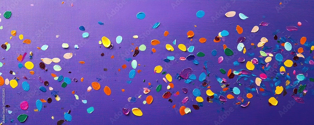 A canvas of colorful confetti on a purple background to mark the joy of graduation day. A canvas of colorful confetti on a purple background to mark the joy of graduation day.
