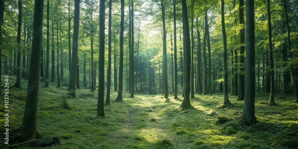 Naklejka premium A wide, scenic view of a forest.