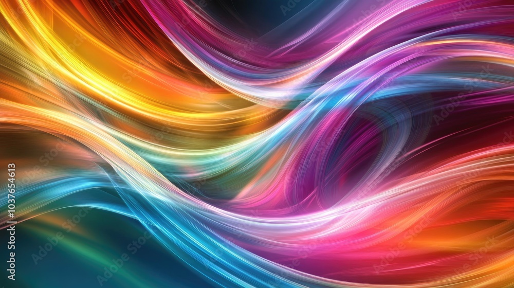 Colorful flowing lines create a vibrant background suitable for corporate presentations and digital header designs Colorful flowing lines create a vibrant background suitable for corporate presentations and digital header designs