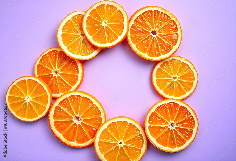 slices of orange on white background vibrant pattern, and aroma from a ripe tangerine, top view, isolated soft color background, slices of orange on white background vibrant pattern, and aroma from a ripe tangerine, top view, isolated soft color background,