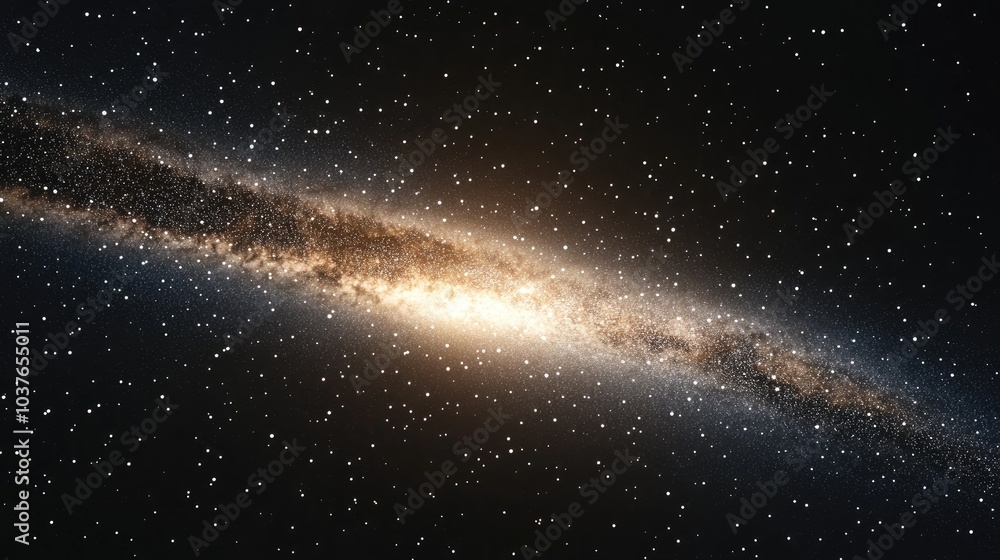 3D cartoon depiction of an isolated panoramic Milky Way set against a starry night sky 3D cartoon depiction of an isolated panoramic Milky Way set against a starry night sky