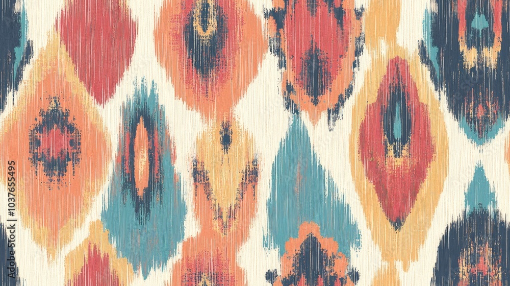 Ikat seamless pattern featuring a colorful boho fashion texture Ethnic decorative background for wallpaper design Ikat seamless pattern featuring a colorful boho fashion texture Ethnic decorative background for wallpaper design