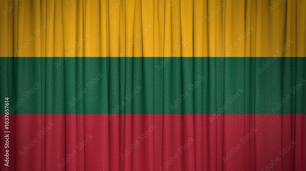 Fototapeta premium Lithuania, Republic of Lithuania Flag and Theater Curtain Image.