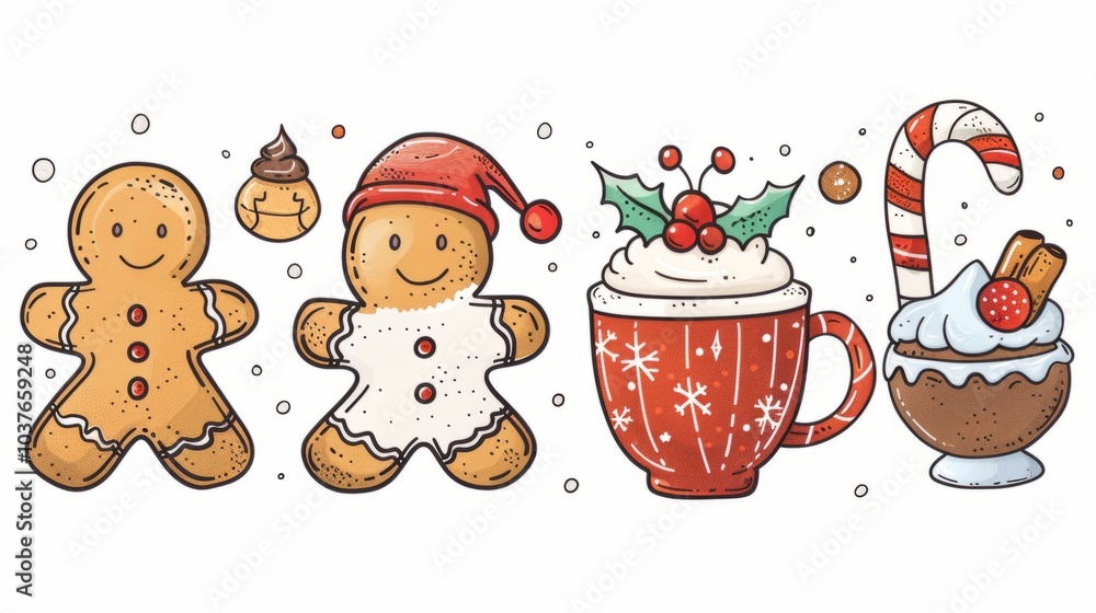 Naklejka premium Decorative Christmas cookies and ornaments for a festive mood