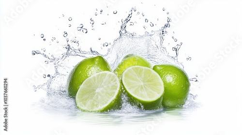 Limes Splashing in Water
