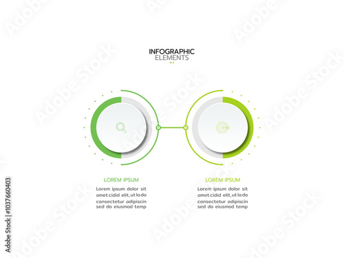 Vector infographic design template with 2 options or steps. It can be used for process diagrams, workflow layouts, info graphs, annual reports, and flow charts.