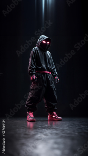 ninja silhouette standing fashion character gamer black