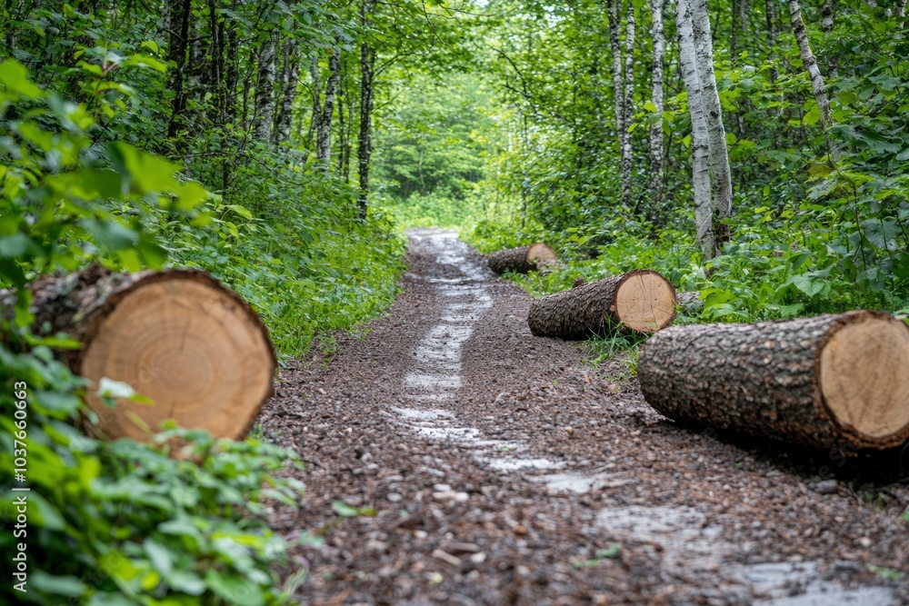 Logs Lying Along a Forest Path Logs Lying Along a Forest Path