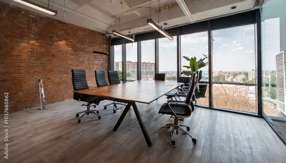 Fototapeta premium Modern loft conference room interior design. Generative AI