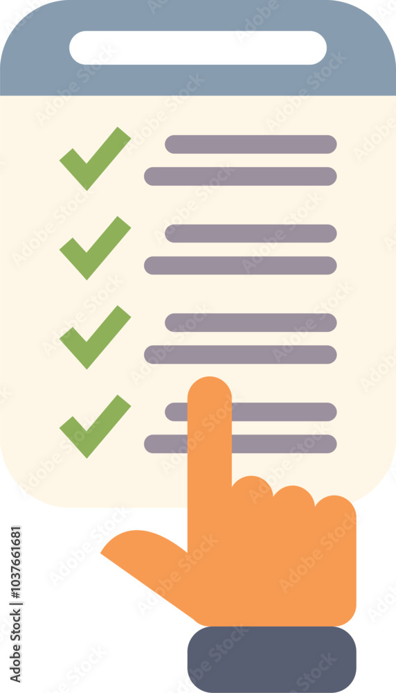 Businessman is pointing at his clipboard, checking off the tasks he has completed Businessman is pointing at his clipboard, checking off the tasks he has completed