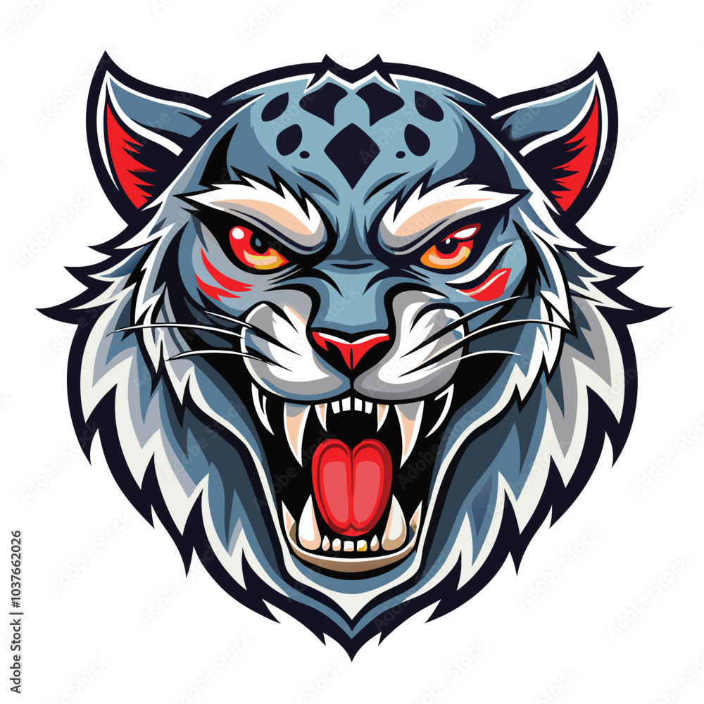 Ferocious Snow Leopard Mascot Head Design Ferocious Snow Leopard Mascot Head Design