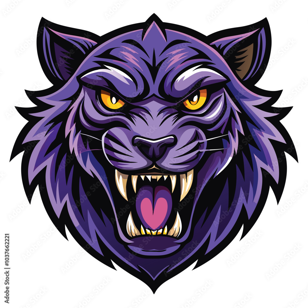 Fototapeta premium Purple Feline Predator with Fierce Snarl