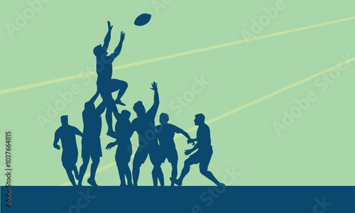 Premium Illustration of rugby player jump together to get the ball best for your digital graphic and print	
