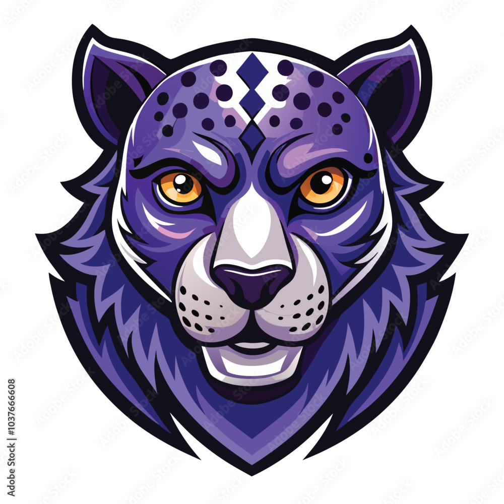 Fototapeta premium Purple Cheetah Mascot Head Design Illustration