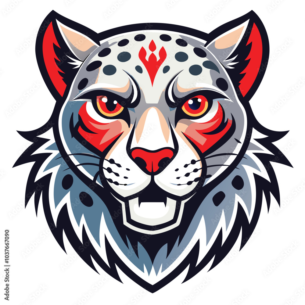 Fototapeta premium Snow Leopard Mascot Cartoon Illustration Design