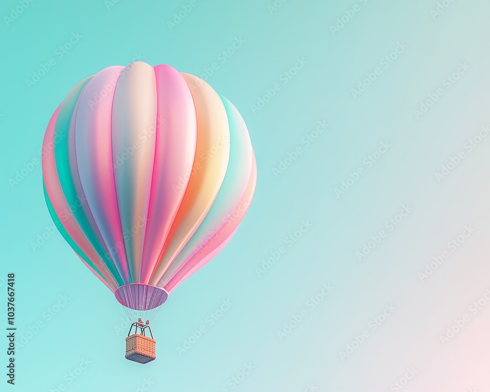 Obraz premium A vibrant balloon in soft pastel colors floating against a serene turquoise sky.
