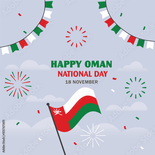 Vector oman national day celebration with flag 