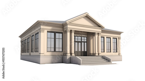 Traditional post office building with a rectangular design