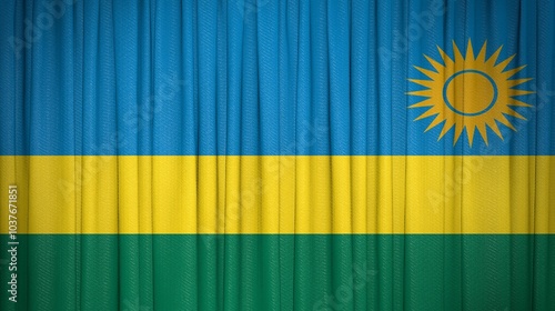 Rwanda flag, Republic of Rwanda and Theater Curtain Image. photo