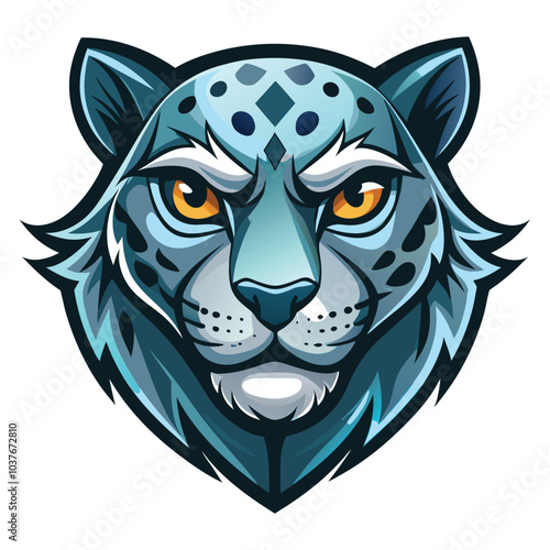 Blue Snow Leopard Mascot Head Design