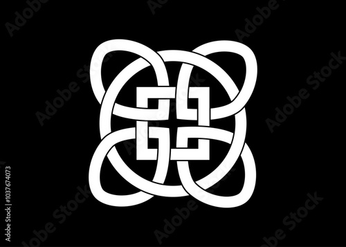 celtic knot georgian style isolated on black background. vector illustration.